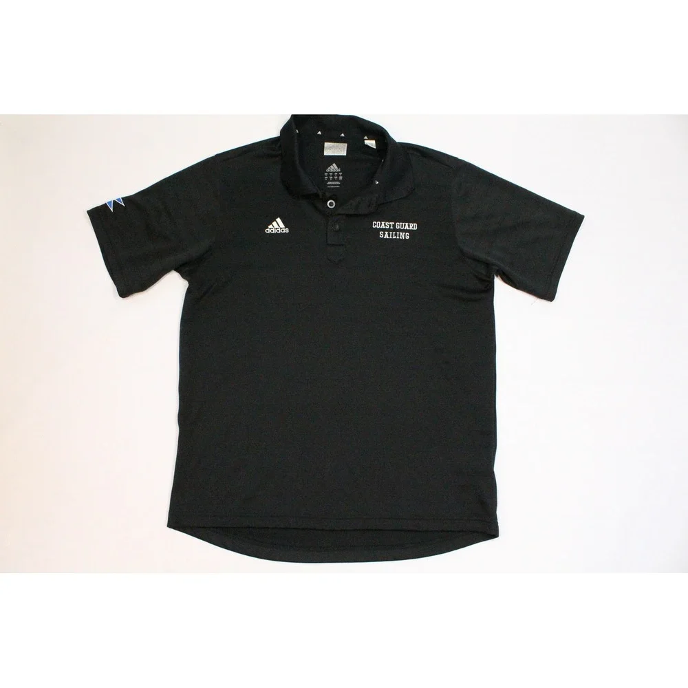 Adidas Mens Coast Guard Sailing Polo Shirt Black Performance Short Sleeve M